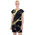 Marble Black, Kiss, Gold, Pretty Cap Sleeve Bodycon Dress