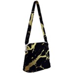 Marble Black, Kiss, Gold, Pretty Zipper Messenger Bag