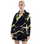 Marble Black, Kiss, Gold, Pretty Women s Long Sleeve Casual Dress