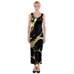 Marble Black, Kiss, Gold, Pretty Fitted Maxi Dress