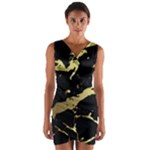 Marble Black, Kiss, Gold, Pretty Wrap Front Bodycon Dress