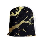 Marble Black, Kiss, Gold, Pretty Drawstring Pouch (XL)