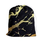 Marble Black, Kiss, Gold, Pretty Drawstring Pouch (2XL)