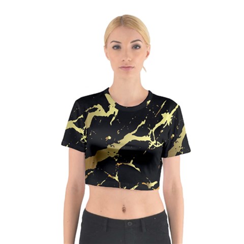 Marble Black, Kiss, Gold, Pretty Cotton Crop Top from ArtsNow.com