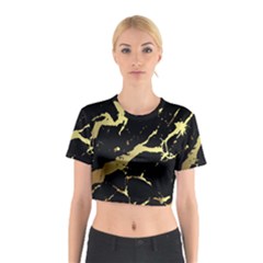 Marble Black, Kiss, Gold, Pretty Cotton Crop Top from ArtsNow.com