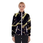 Marble Black, Kiss, Gold, Pretty Women s Bomber Jacket