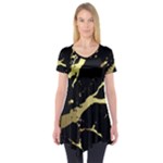 Marble Black, Kiss, Gold, Pretty Short Sleeve Tunic 