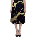 Marble Black, Kiss, Gold, Pretty Classic Midi Skirt