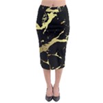 Marble Black, Kiss, Gold, Pretty Midi Pencil Skirt