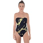 Marble Black, Kiss, Gold, Pretty Tie Back One Piece Swimsuit