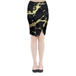 Marble Black, Kiss, Gold, Pretty Midi Wrap Pencil Skirt