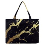 Marble Black, Kiss, Gold, Pretty Zipper Medium Tote Bag