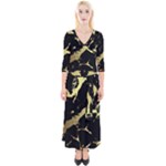 Marble Black, Kiss, Gold, Pretty Quarter Sleeve Wrap Maxi Dress