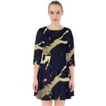 Marble Black, Kiss, Gold, Pretty Smock Dress