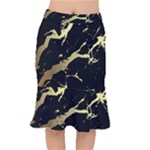 Marble Black, Kiss, Gold, Pretty Short Mermaid Skirt