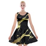 Marble Black, Kiss, Gold, Pretty Velvet Skater Dress