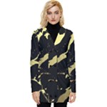 Marble Black, Kiss, Gold, Pretty Button Up Hooded Coat 