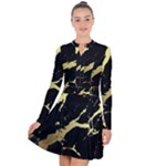 Marble Black, Kiss, Gold, Pretty Long Sleeve Panel Dress