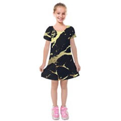 Marble Black, Kiss, Gold, Pretty Kids  Short Sleeve Velvet Dress from ArtsNow.com