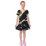 Marble Black, Kiss, Gold, Pretty Kids  Short Sleeve Velvet Dress