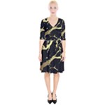 Marble Black, Kiss, Gold, Pretty Wrap Up Cocktail Dress