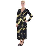 Marble Black, Kiss, Gold, Pretty Velvet Maxi Wrap Dress