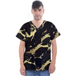 Marble Black, Kiss, Gold, Pretty Men s V-Neck Scrub Top