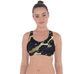 Marble Black, Kiss, Gold, Pretty Cross String Back Sports Bra