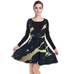 Marble Black, Kiss, Gold, Pretty Plunge Pinafore Dress