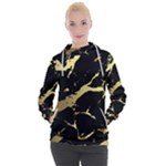 Marble Black, Kiss, Gold, Pretty Women s Hooded Pullover