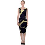 Marble Black, Kiss, Gold, Pretty Sleeveless Pencil Dress