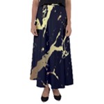 Marble Black, Kiss, Gold, Pretty Flared Maxi Skirt