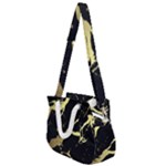 Marble Black, Kiss, Gold, Pretty Rope Handles Shoulder Strap Bag