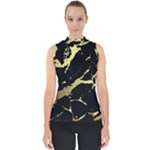 Marble Black, Kiss, Gold, Pretty Mock Neck Shell Top