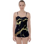 Marble Black, Kiss, Gold, Pretty Babydoll Tankini Set