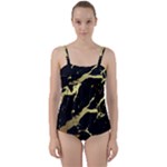 Marble Black, Kiss, Gold, Pretty Twist Front Tankini Set