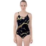 Marble Black, Kiss, Gold, Pretty Cut Out Top Tankini Set