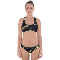 Marble Black, Kiss, Gold, Pretty Cross Back Hipster Bikini Set from ArtsNow.com