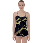 Marble Black, Kiss, Gold, Pretty Babydoll Tankini Top