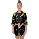 Marble Black, Kiss, Gold, Pretty Open Front Chiffon Kimono