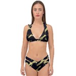 Marble Black, Kiss, Gold, Pretty Double Strap Halter Bikini Set