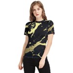 Marble Black, Kiss, Gold, Pretty Women s Short Sleeve Rash Guard