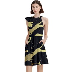 Cocktail Party Halter Sleeveless Dress With Pockets 