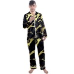 Marble Black, Kiss, Gold, Pretty Men s Long Sleeve Satin Pajamas Set