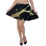 Marble Black, Kiss, Gold, Pretty Velvet Skater Skirt