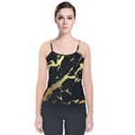 Marble Black, Kiss, Gold, Pretty Velvet Spaghetti Strap Top