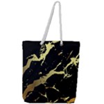 Marble Black, Kiss, Gold, Pretty Full Print Rope Handle Tote (Large)