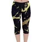 Marble Black, Kiss, Gold, Pretty Velvet Capri Leggings 