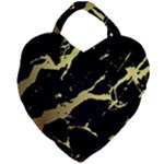 Marble Black, Kiss, Gold, Pretty Giant Heart Shaped Tote