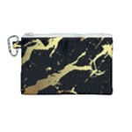 Marble Black, Kiss, Gold, Pretty Canvas Cosmetic Bag (Medium)